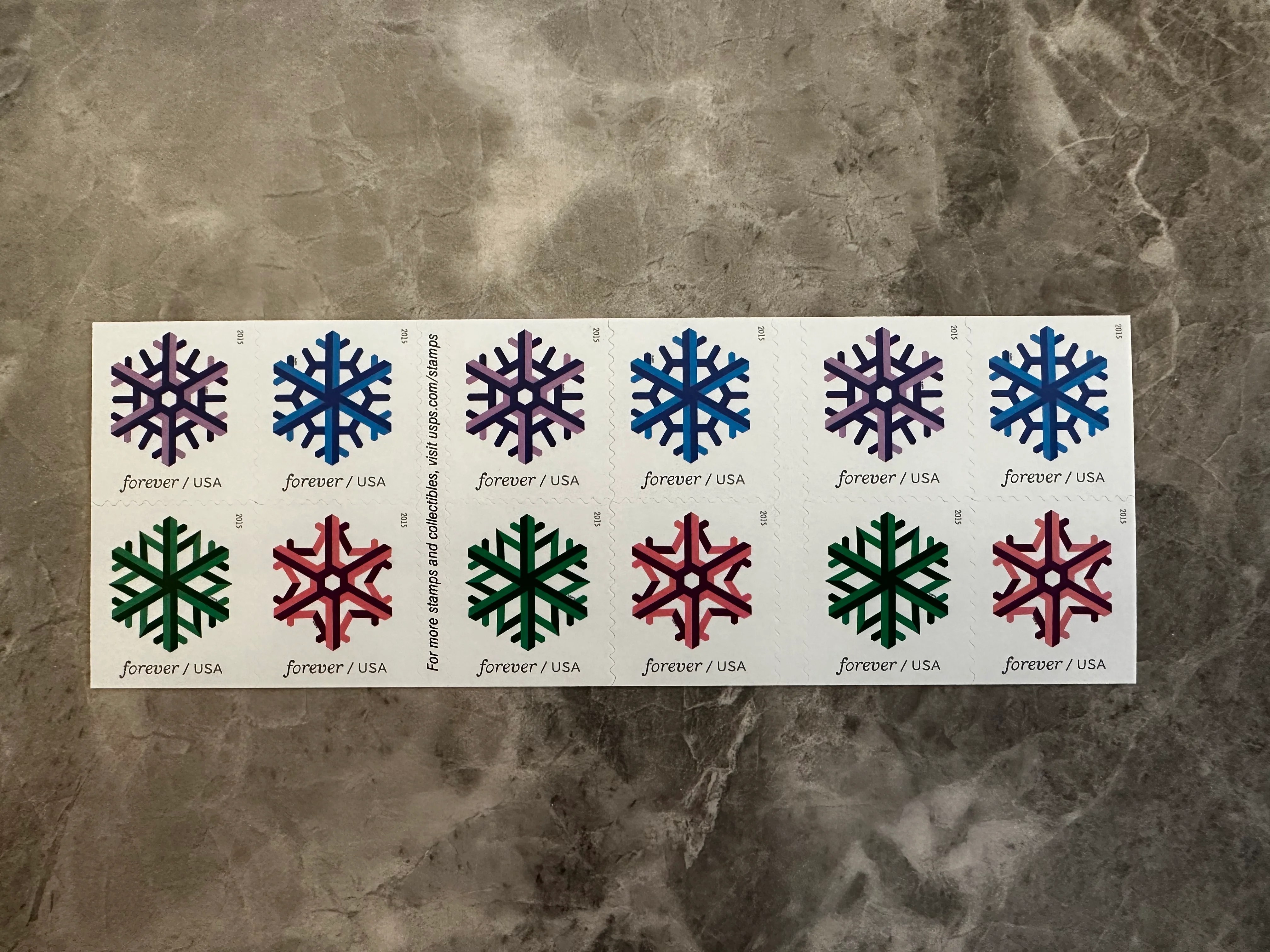 Geometric Snowflakes Forever First Class Postage Stamps - Image 3
