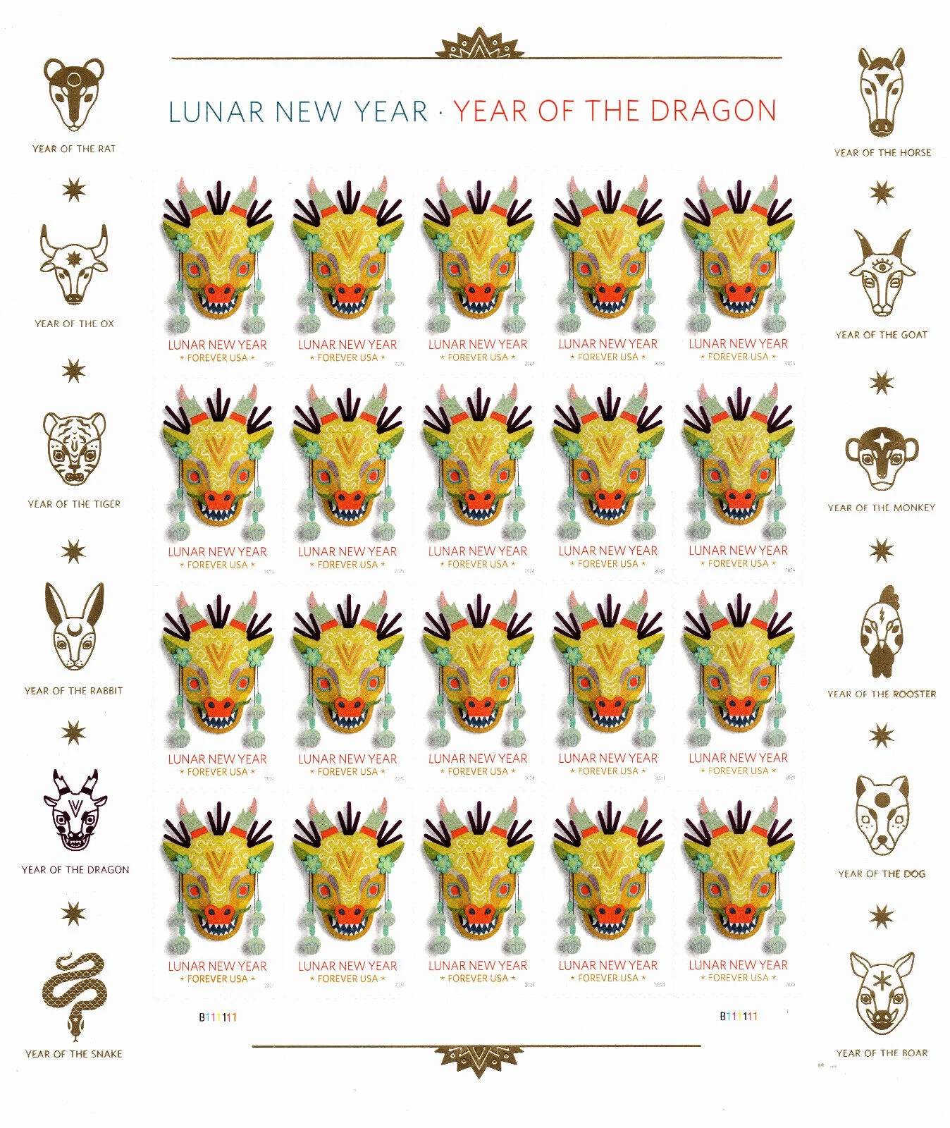 Year of the Dragon Stamp Celebrates Lunar New Year Forever First Class Postage Stamps